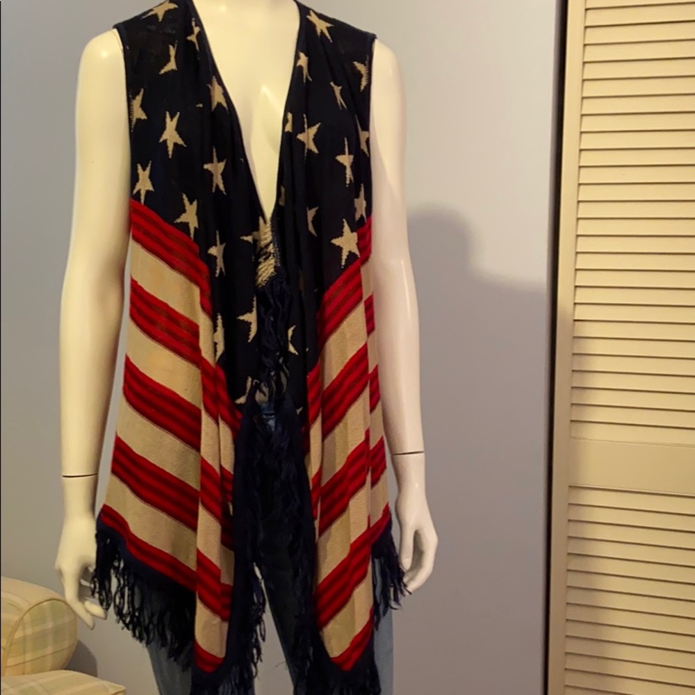 Boho style vest fringe Stars and Stripes